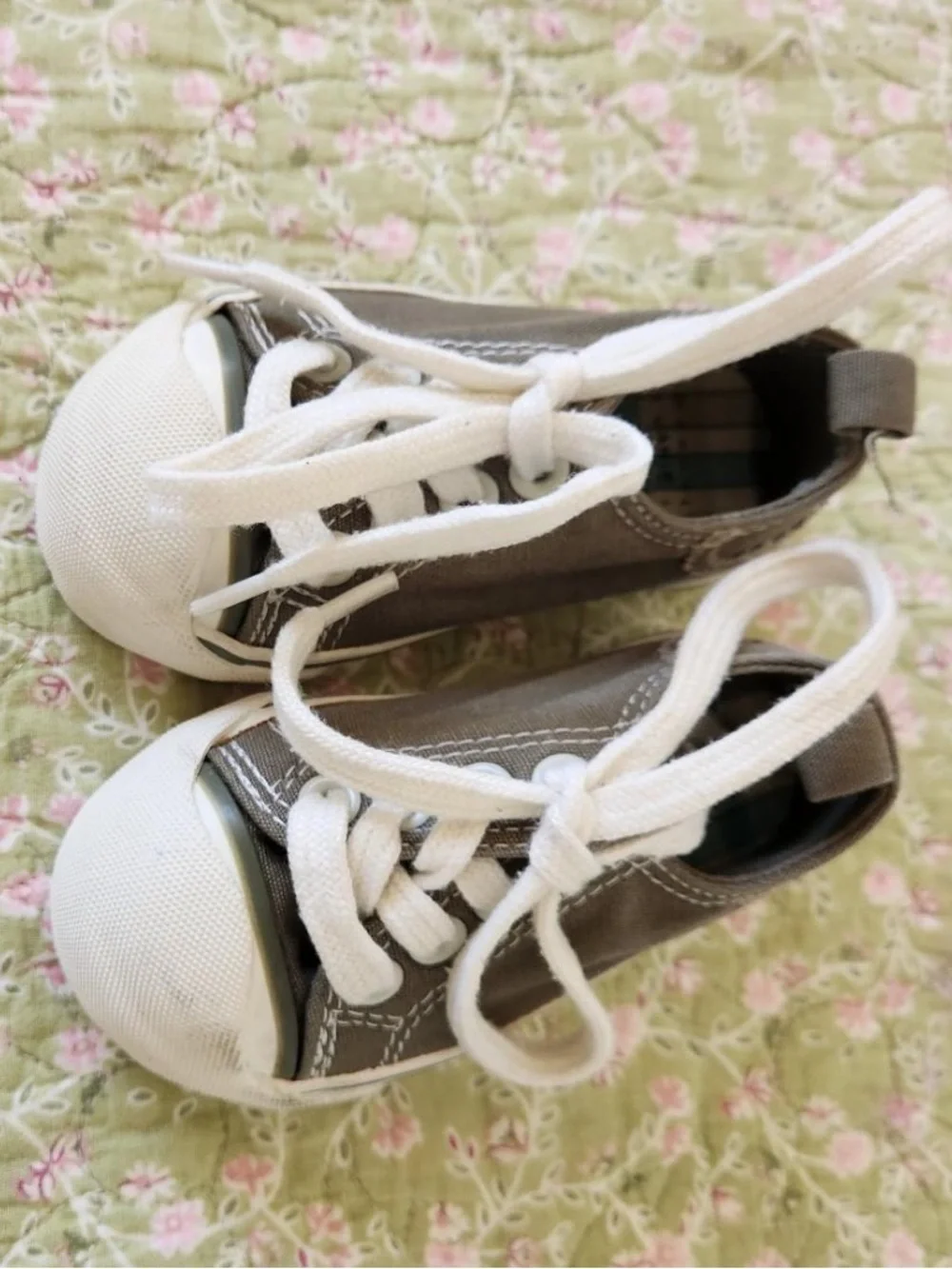 Janie And Jack Toddler Boys Grey Canvas Low Top Sneakers Shoes Size 4